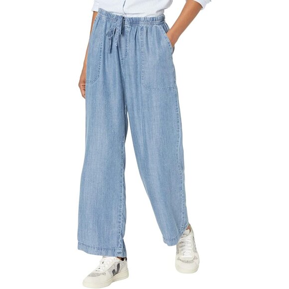 Womens Lyocell Denim Pants Medium Relaxed Cropped Casual Comfortable